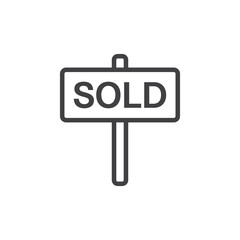 Real estate banner icon in flat style. Sale label vector illustration on isolated background. Sold sign business concept.