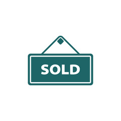 Real estate banner icon in flat style. Sale label vector illustration on isolated background. Sold sign business concept.