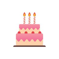 Sweet food icon in flat style. Birthday cake vector illustration on isolated background. Cupcake sign business concept.