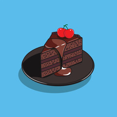 slice cake chocolate vector illustration 