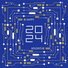 Creative concept of 2024 Happy New Year greeting card Design templates for celebration and season decoration Minimalistic trendy backgrounds for branding flyer  banner cover card Vector illustration