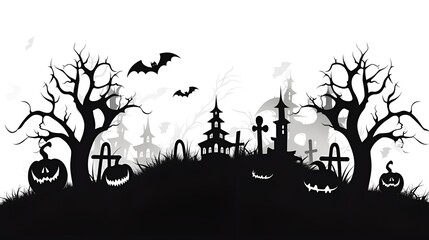 Halloween Artistry, Black and White Halloween Vector Illustration, Adds a Spooky Vibe to Your Designs, by Generative AI.
