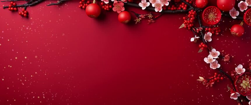 Anamorphic Video Asian Chinese Traditional Culture Celebration. Lunar Year of the Dragon Zodiac. Happy Chinese New Year Greeting animation.