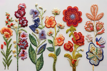 flower thread embroidery - obrazy, fototapety, plakaty