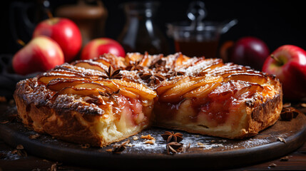 Crafting a tart with apples and spice, evoking a festive atmosphere.
