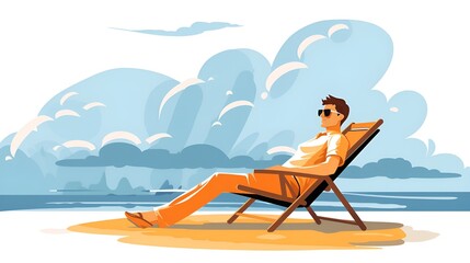 Obraz na płótnie Canvas Beach side Relaxation, Person Relaxing on Beach Vector Art, Perfect for Creating a Relaxing Atmosphere in Your Designs, by Generative AI