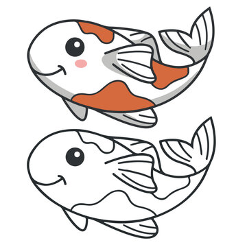 A koi fish outline style. You can give color you want. Vector Illustration