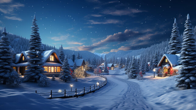 christmas night in the village