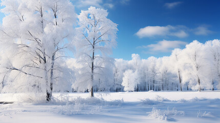 Obraz premium Landscape with snow covered trees in winter