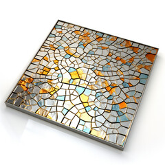 Stained glass window on white background with reflection