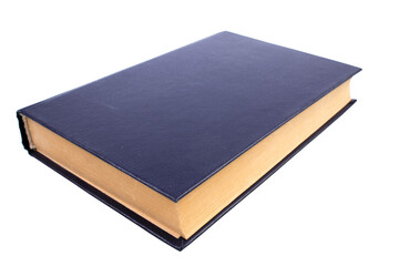 New hardcover book on white background. Copy space for text.