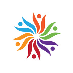 people colorful flowers logo icon