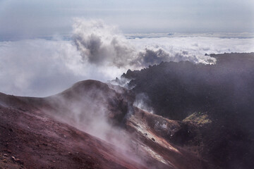 Avachinsky volcano, Kamchatka peninsula, Russia. An active volcano, located north of the city of Petropavlovsk-Kamchatsky, in the interfluve of the Avacha and Nalychev rivers.
