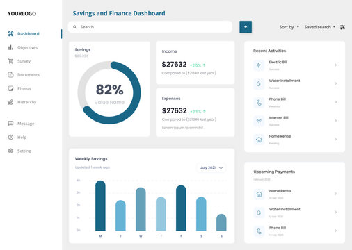 Savings Money and Finance Admin Dashboard UI Kit Template