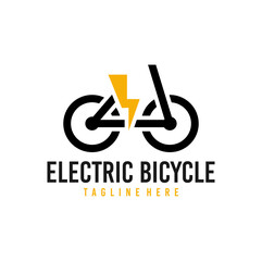 Electric Bicycle logo concept icon vector. Simple design modern electric bike tecnology vector.