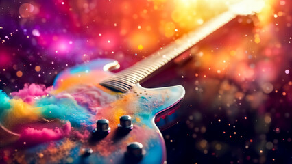 Atmosfera colorata per un evento musicale indimenticabile, chitarra elettrica