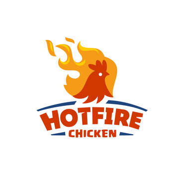 fire chicken logo, hen flame hot symbol vector icon illustration, modern gradient logo , fast food restaurant app icon