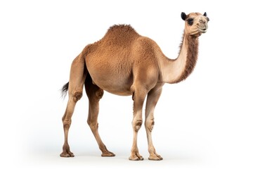 A solitary Dromedary camel .against a blank canvas created with Generative AI technology