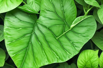 green large heart shaped leaves background