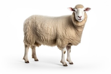 Fototapeta premium A fluffy white sheep standing in a clean, bright environment created with Generative AI technology