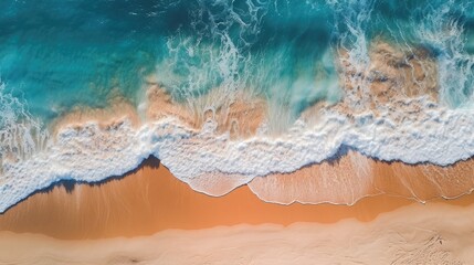 Fototapeta na wymiar Aerial view of beautiful tropical beach with turquoise water.