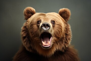 Surprised bear with open mouth.