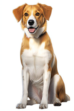 A Beagle dog sitting isolated on white background
