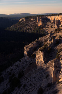 View of the Lobos River Canyon (Ca&ntilde;on del rio lobos) since la Galiana lookout at sunset, Soria, Castilla y Leon, Spain.