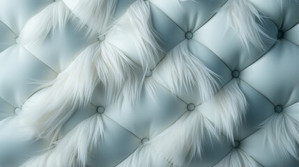 Fototapeta premium The ethereal delicacy of a white feather abstractly adorning a pristine couch, evoking a sense of artistic wonder and refined elegance