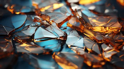 Foto op Plexiglas A shattered mosaic of amber hues, each glass fragment reflecting a different facet of a fragmented soul © Envision