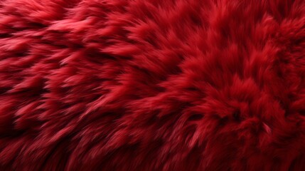 A fiery, velvety red fur envelopes the frame, its intricate fibers inviting us into a luxurious, intimate indoor setting