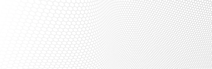 Fotobehang Hexagons pattern in 3D perspective vector abstract background, technology theme network and big data image. © Sylverarts