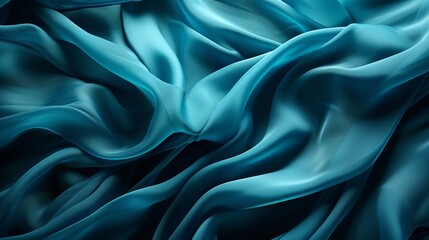 Swirling waves of teal fabric dance in an abstract frenzy, evoking a sense of fluid freedom and...