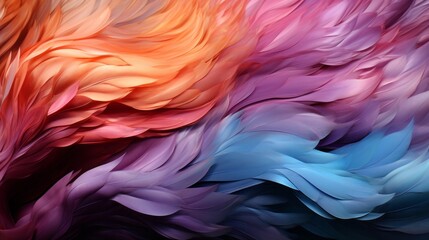 Vibrant brushstrokes of abstract art dance across the canvas, revealing a wild and fluid beauty captured in colorful feathers