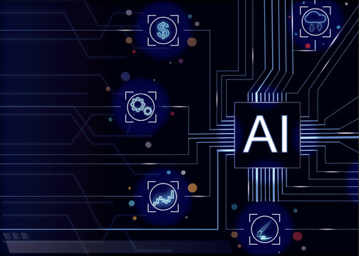 Artificial Intelligence (AI). New Information Technology. AI Infographic learning for robot. AI Generative work for free with text chat online. Artificial intelligence is Generated by command prompt.