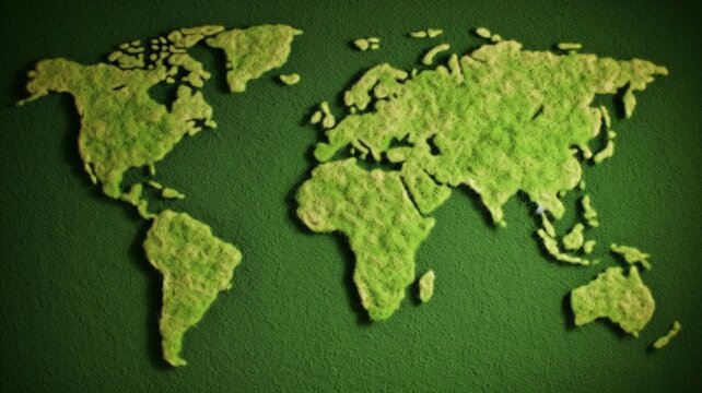 World map made with grass © alisaaa