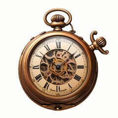 Vintage pocket watch on a white background. 3D illustration.