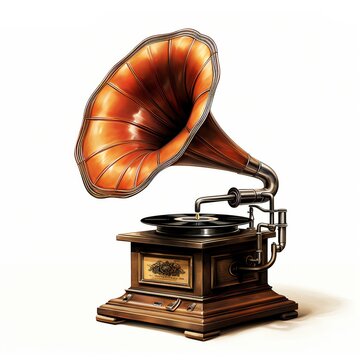 Vintage gramophone on a white background. Vector illustration for your design