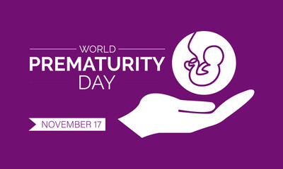 World Prematurity Day Vector Illustration with Tiny Newborn and Caring Hands. Vector template for background, banner, card, poster design.