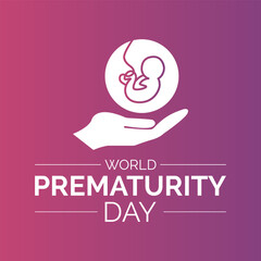 World Prematurity Day Vector Illustration with Tiny Newborn and Caring Hands. Vector template for background, banner, card, poster design.