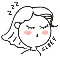 Cartoon drawing, character, cute, woman showing emotion, emoji