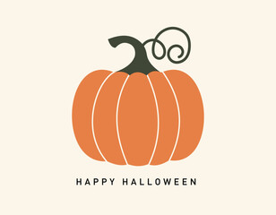 Happy Halloween Pumpkin Vector Illustration - Flat Design Holiday Greeting