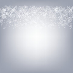 Silver Snowflake Vector Gray Background. Falling