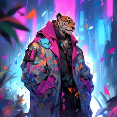サイバーパンク風　トラ | Generative AI