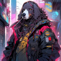 サイバーパンク風　犬 | Generative AI