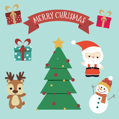 set of christmas elements