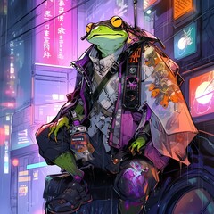 サイバーパンク風　カエル | Generative AI