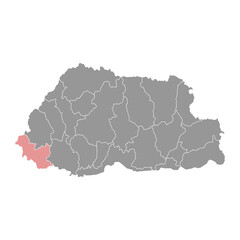 Obraz premium Samtse district map, administrative division of Bhutan