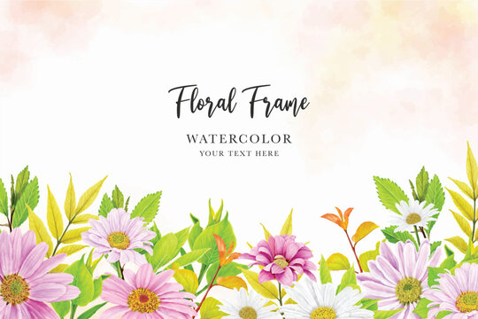watercolor floral daisy with colourful variation design