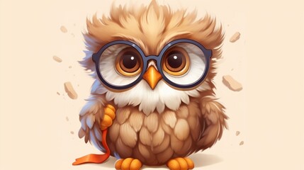 adorable fluffy baby owlet wearing glasses in the.Generative AI